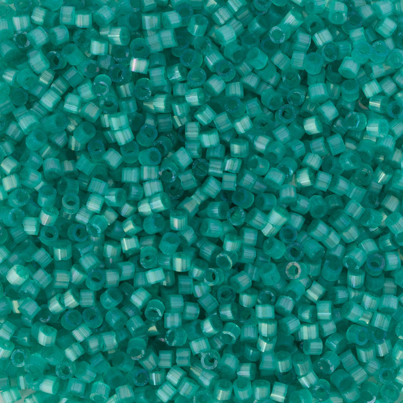 Miyuki Delica Beads Size 11/0 1.6mm, DB1813 Silk Satin Dyed Aqua Green