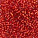 Miyuki Delica Beads Size 10/0 2.2mm, DBM043 Silver Lined Flame Red