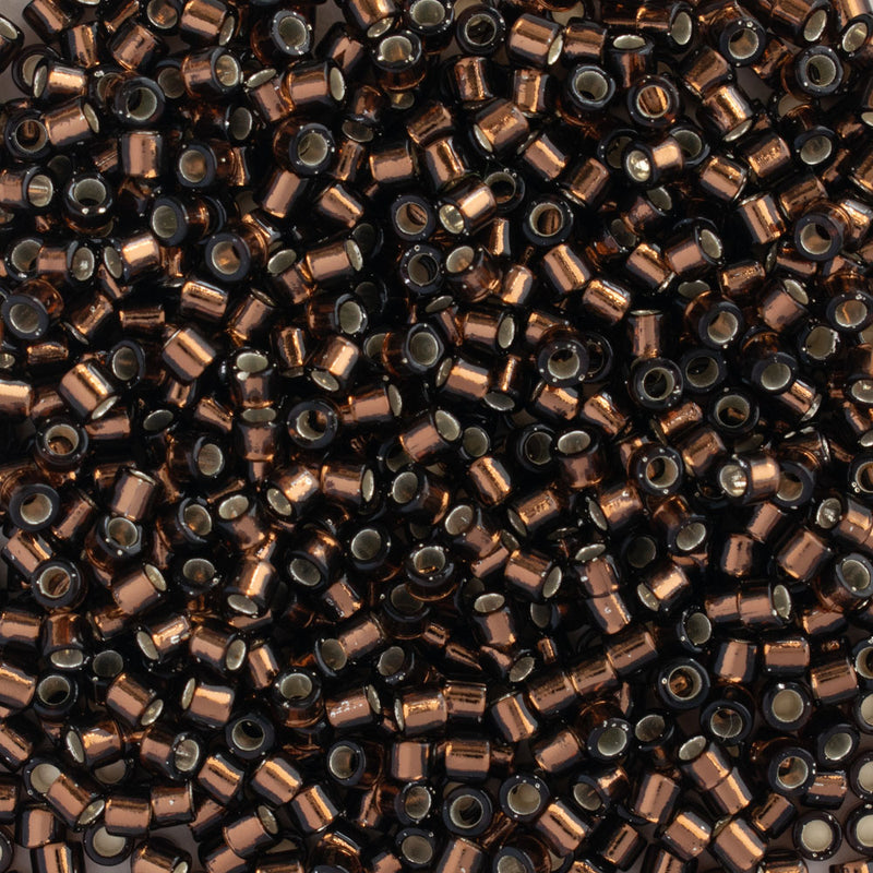 Miyuki Delica Beads Size 10/0 2.2mm, DBM150 Silver Lined Root Beer
