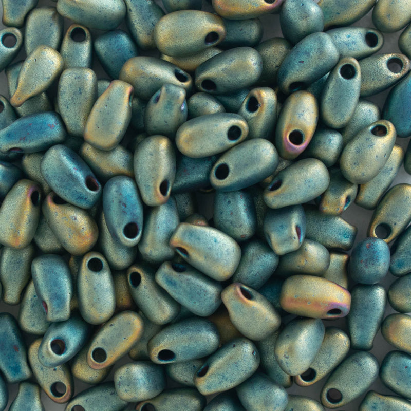 Miyuki Long Drop Beads 3x5.5mm, 2008 Matte Metallic Patina Iris