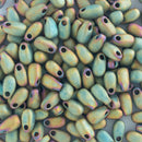 Miyuki Long Drop Beads 3x5.5mm, 2035 Matte Metallic Khaki Iris