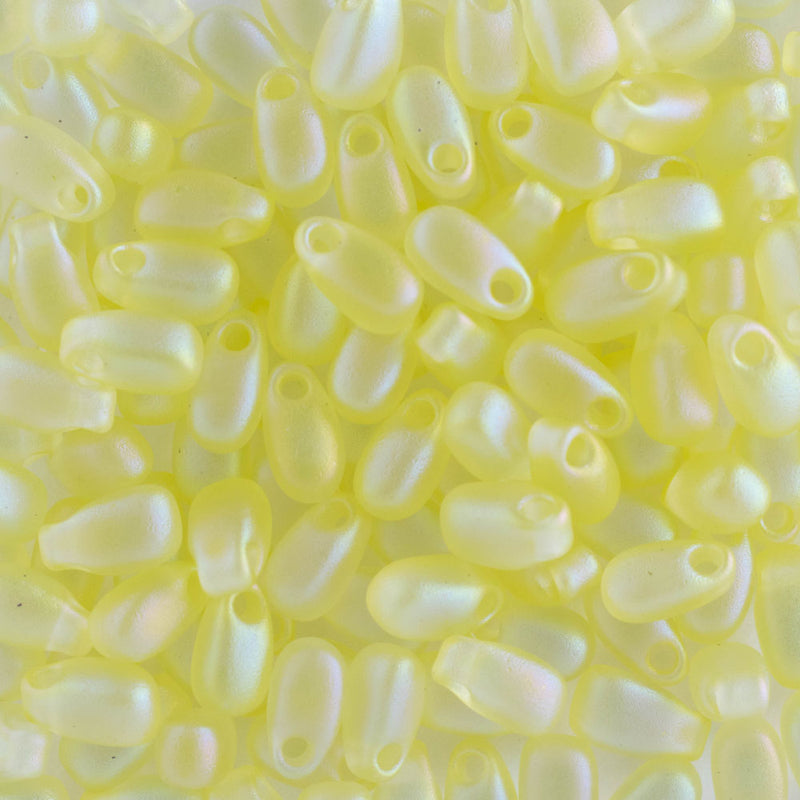 Miyuki Long Drop Beads 3x5.5mm, 2131F Matte Transparent Light Yellow AB