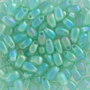 Miyuki Long Drop Beads 3x5.5mm, 2134F Matte Sea Glass Green AB