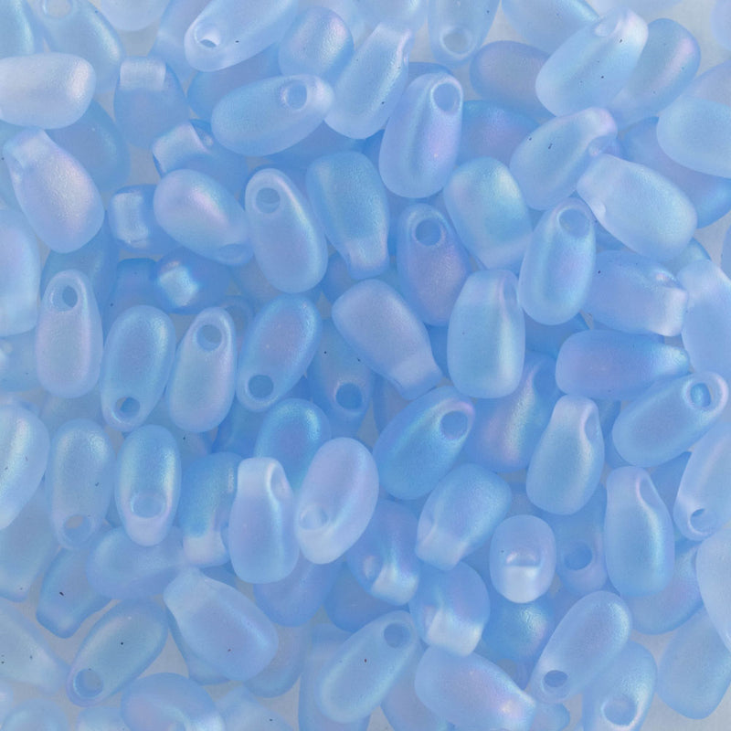 Miyuki Long Drop Beads 3x5.5mm, 2135F Matte Transparent Light Sapphire AB