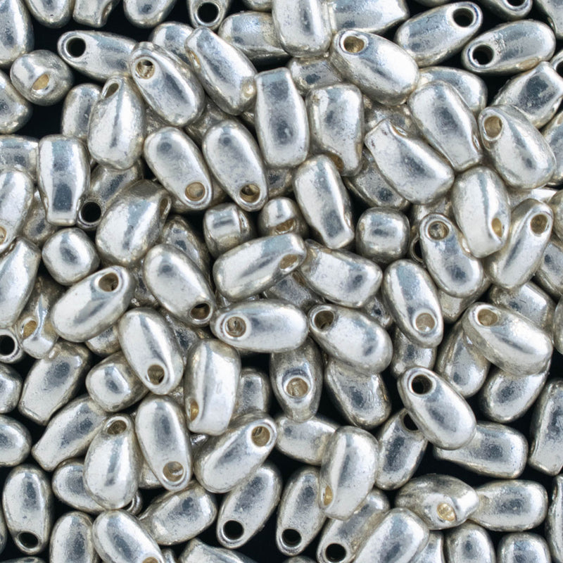 Miyuki Long Drop Beads 3x5.5mm, 4201 Duracoat Galvanized Silver