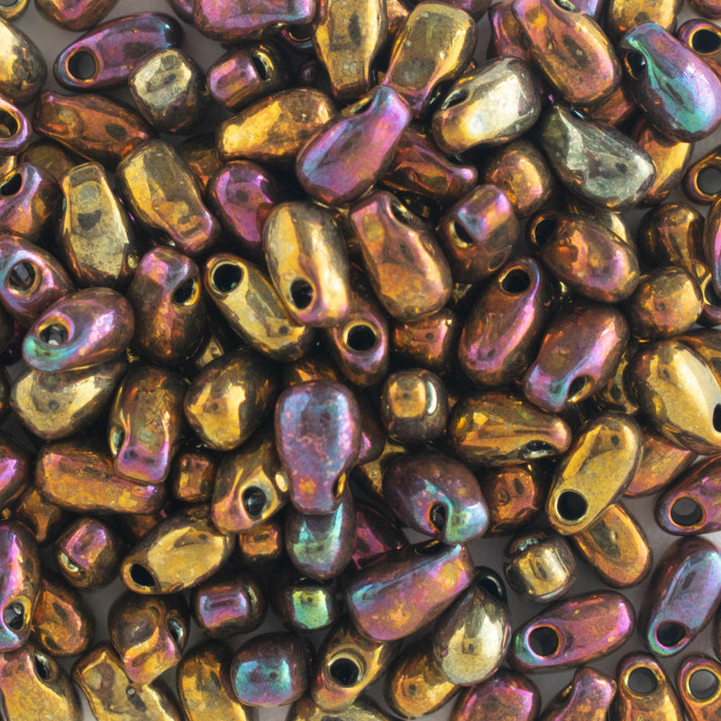 Miyuki Long Drop Beads 3x5.5mm, 462 Metallic Gold Iris