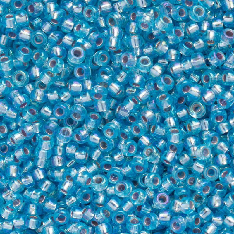 Miyuki Round Seed Beads Size 11/0 2mm, 1018 Silver Lined Aqua AB