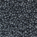 Miyuki Round Seed Beads Size 11/0 2mm, 2001 Opaque Matte Gunmetal