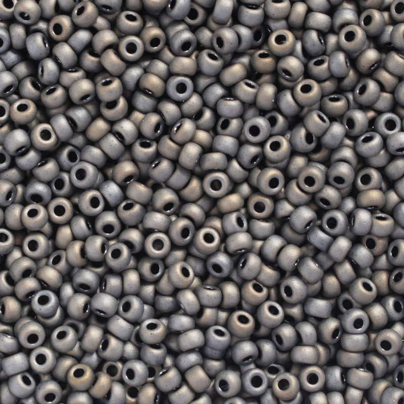 Miyuki Round Seed Beads Size 11/0 2mm, 2002 Metallic Matte Silver Grey