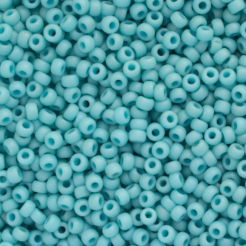 Miyuki Round Seed Beads Size 11/0 2mm, 2029 Opaque Matte Luster Turquoise Blue