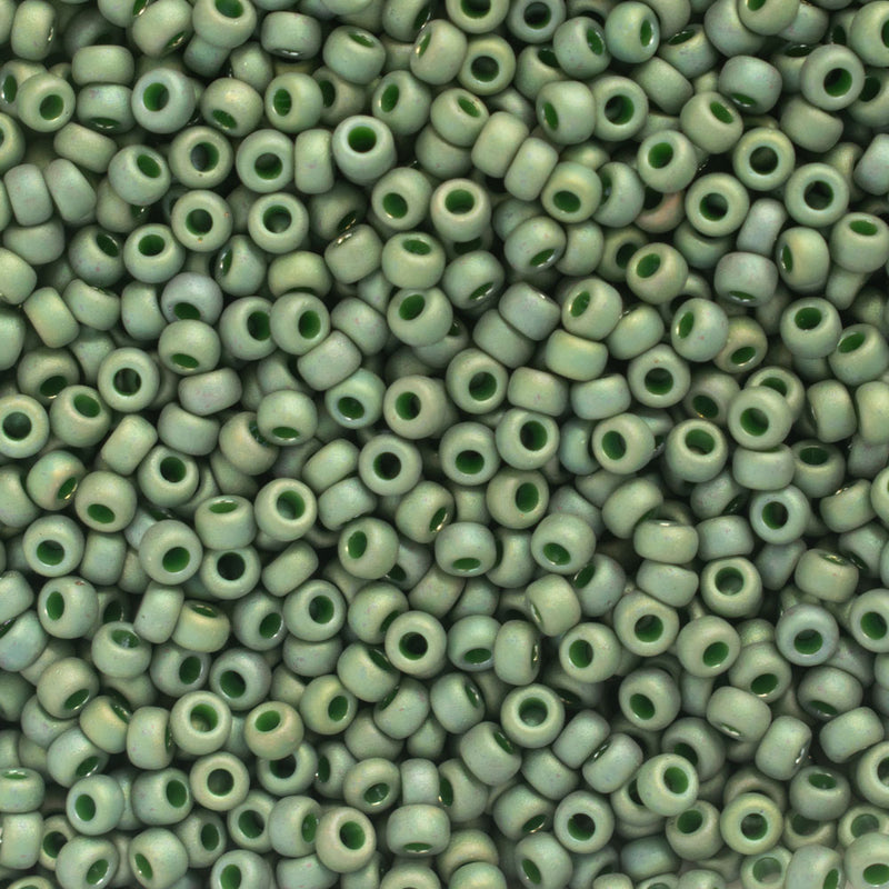 Miyuki Round Seed Beads Size 11/0 2mm, 2031 Metallic Matte Luster Sage Green