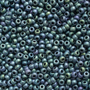 Miyuki Round Seed Beads Size 11/0 2mm, 2064 Metallic Matte Iris Blue Green