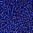 Miyuki Round Seed Beads Size 11/0 2mm, 20 Silver Lined Cobalt