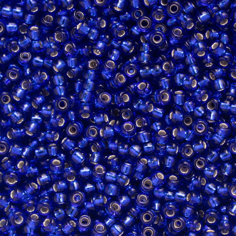 Miyuki Round Seed Beads Size 11/0 2mm, 20 Silver Lined Cobalt