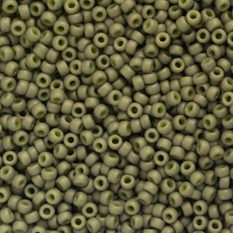 Miyuki Round Seed Beads Size 11/0 2mm, 2318 Opaque Matte Olive