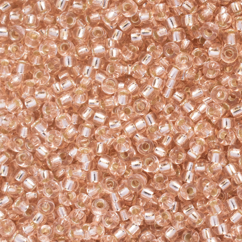 Miyuki Round Seed Beads Size 11/0 2mm, 23 Silver Lined Light Blush