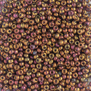 Miyuki Round Seed Beads Size 11/0 2mm, 2449 Transparent Tea Berry Gold Iris