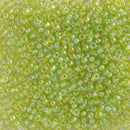 Miyuki Round Seed Beads Size 11/0 2mm, 258 Transparent Chartreuse AB