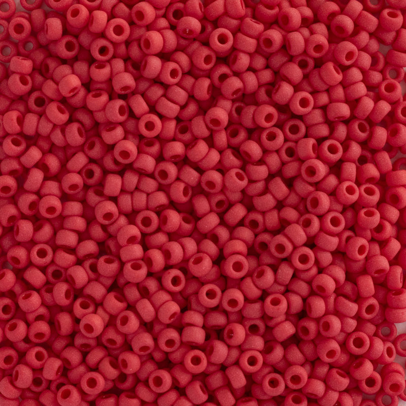 Miyuki Round Seed Beads Size 11/0 2mm, 408F Opaque Matte Red