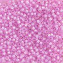 Miyuki Round Seed Beads Size 11/0 2mm, 644 Silverlined Alabaster Hot Pink, 8 grams