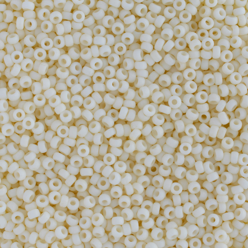 Miyuki Round Seed Beads Size 15/0 1.5mm, 2021 Opaque Matte Cream