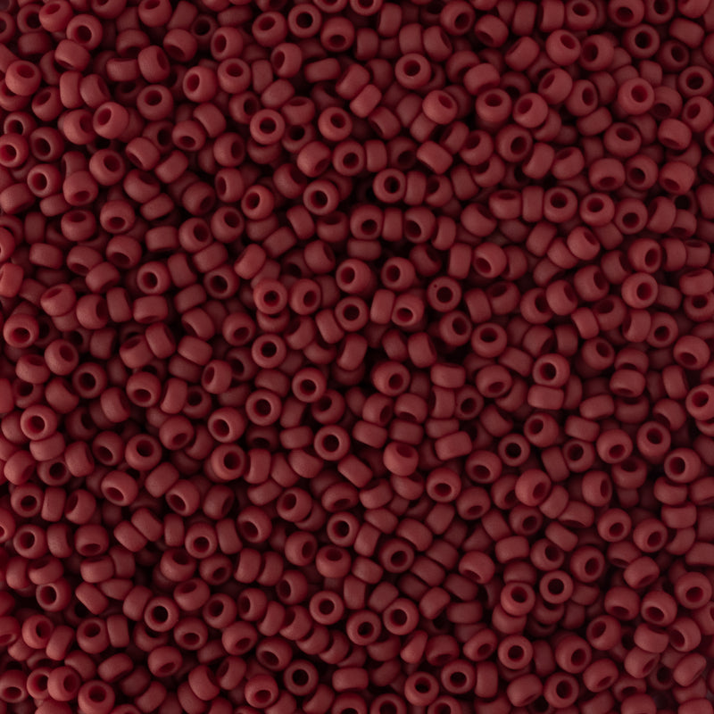 Miyuki Round Seed Beads Size 15/0 1.5mm, 2040 Metallic Matte Brick Red