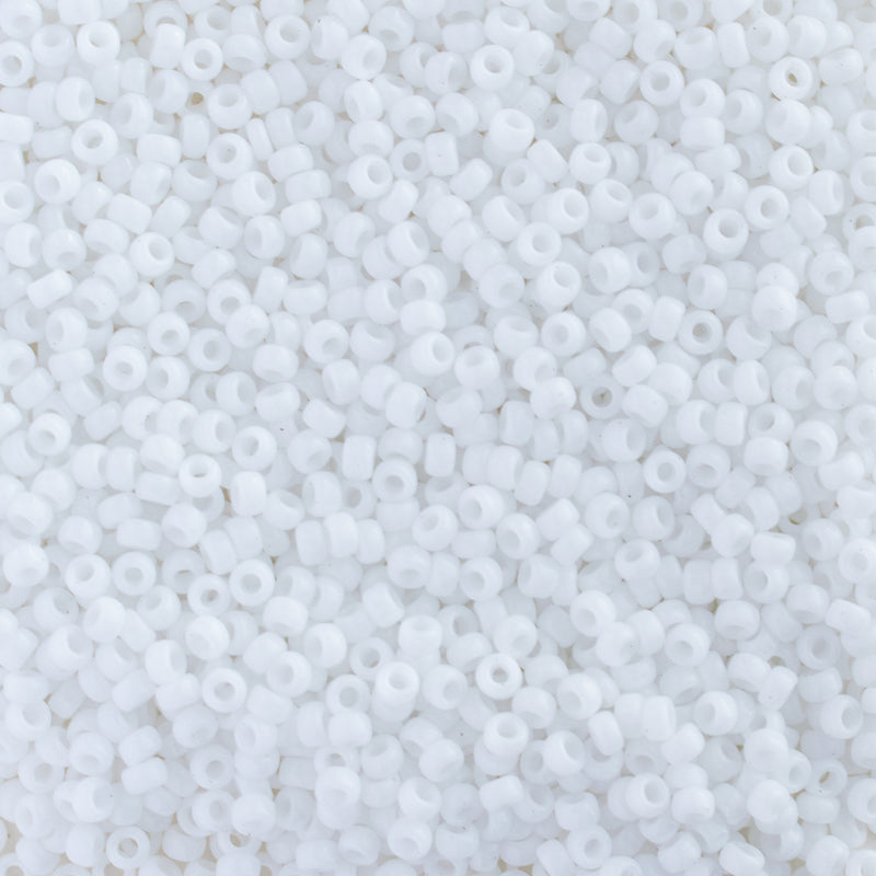 Miyuki Round Seed Beads Size 15/0 1.5mm, 402 Opaque White