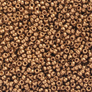 Miyuki Round Seed Beads Size 15/0 1.5mm, 457L Metallic Light Bronze