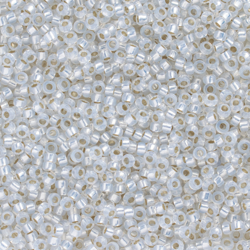 Miyuki Round Seed Beads Size 15/0 1.5mm, 551 Gilt Lined Opal