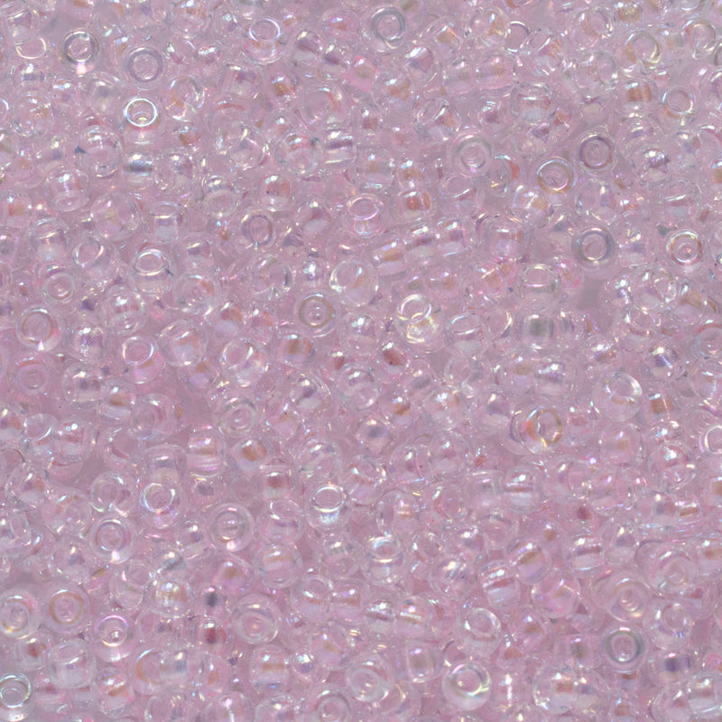 Miyuki Round Seed Beads Size 8/0 3mm, 265 Transparent Pale Pink AB