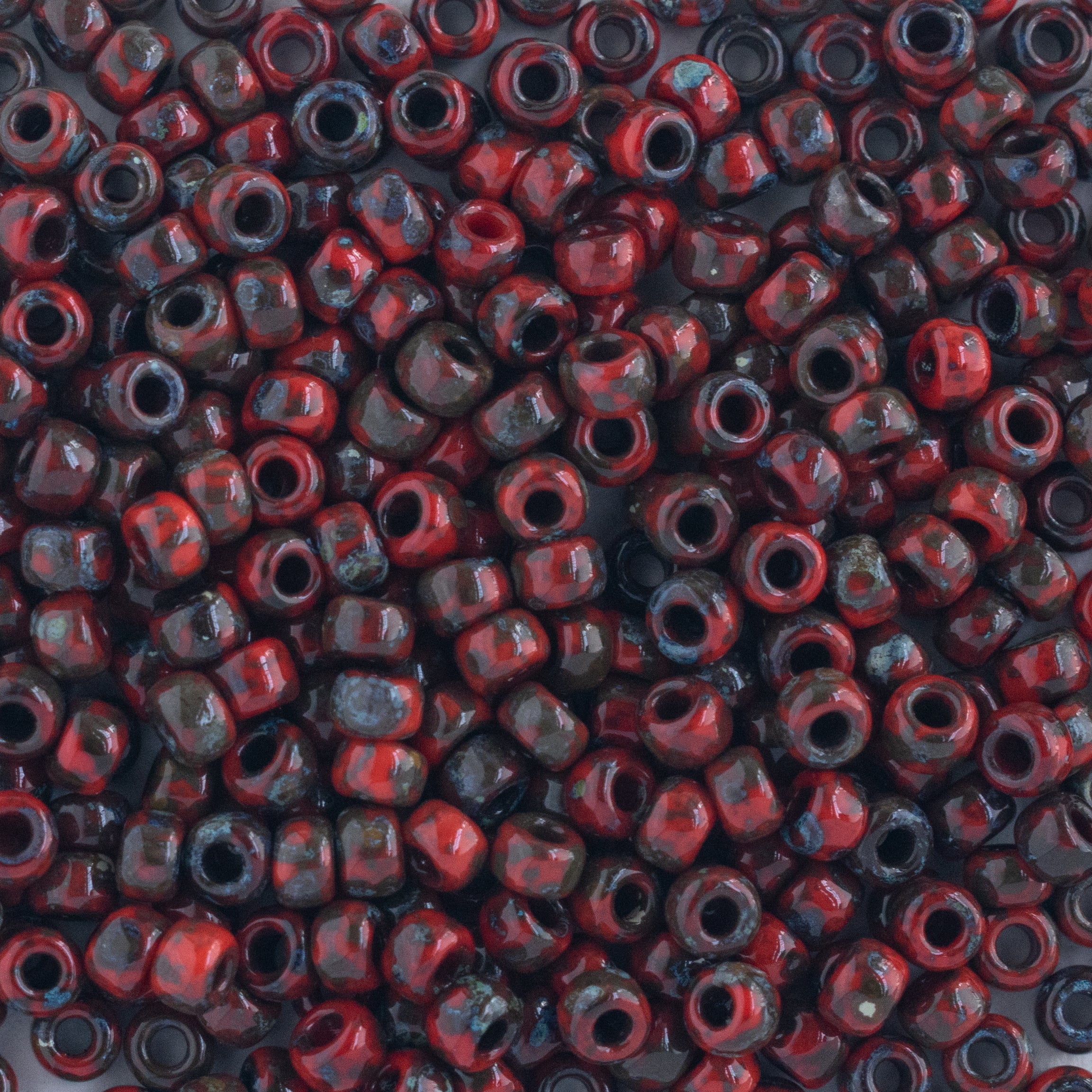 Miyuki Round Seed Beads Size 8/0 3mm, 4513 Picasso Opaque Red Garnet M