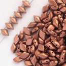 Matubo GemDuo Beads 8x5mm, Matte - Metallic Bronze Copper Czech Shield