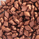 Matubo GemDuo Beads 8x5mm, Matte - Metallic Bronze Copper Czech Shield