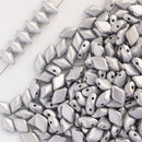 Matubo GemDuo Beads 8x5mm, Matte - Metallic  Silver Czech Shield
