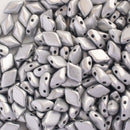 Matubo GemDuo Beads 8x5mm, Matte - Metallic  Silver Czech Shield