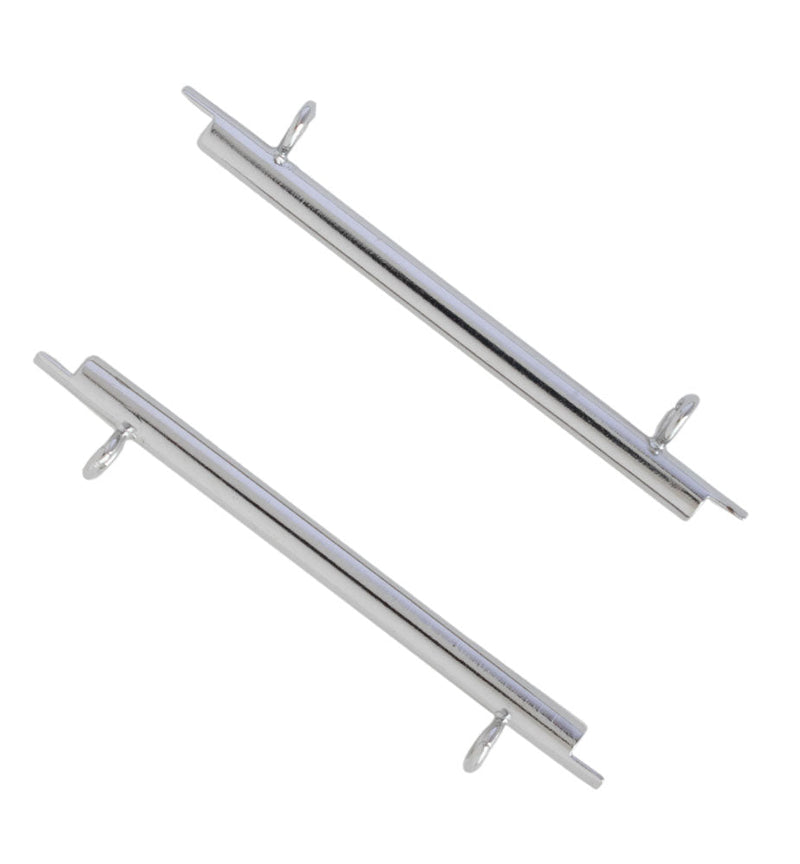Miyuki Slide Tube Cord Ends, 60mm, Silver