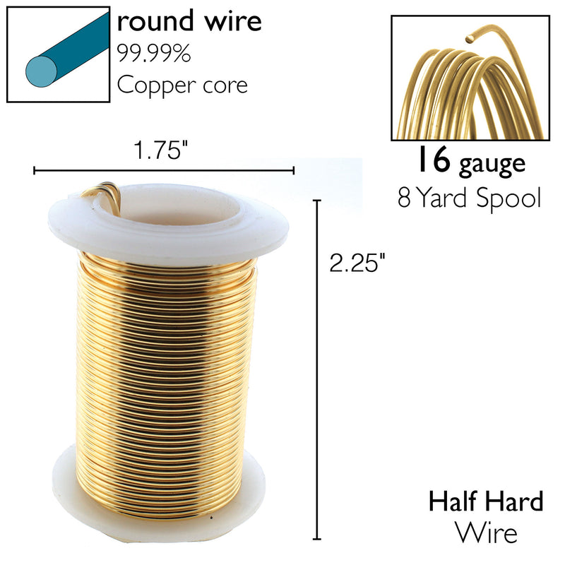 Wire Elements Tarnish Resistant 16 Gauge Wire, Gold - 8 Yards