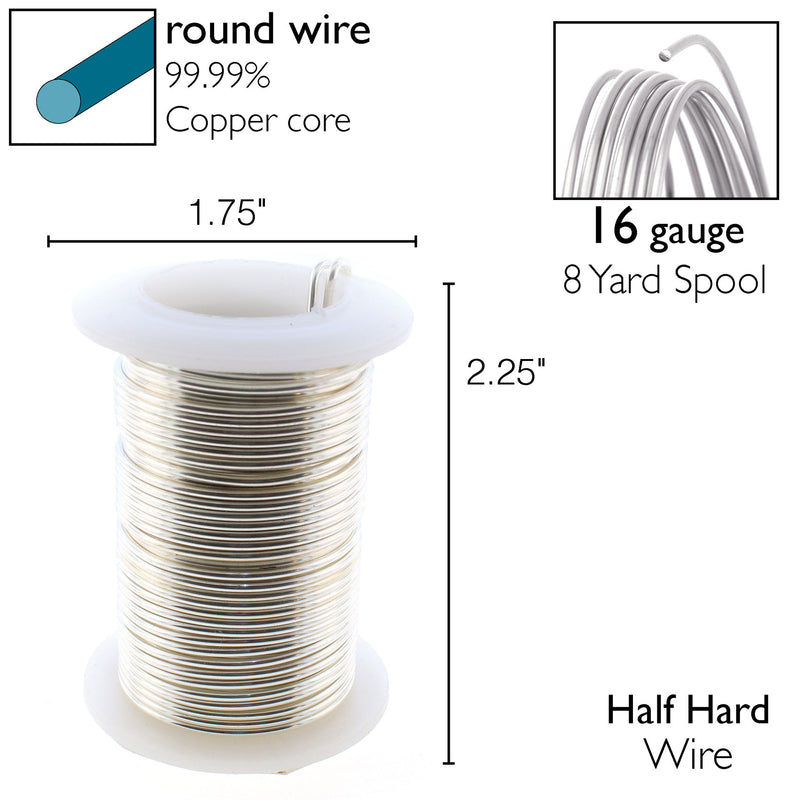 Wire Elements Tarnish Resistant 16 Gauge Wire, Silver - 8 Yards