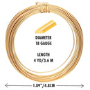 Wire Elements Tranish Resistant Half-Hard Shaped 18 Gauge Half Round Wire, Gold, 4 Yards/3.66 Meters