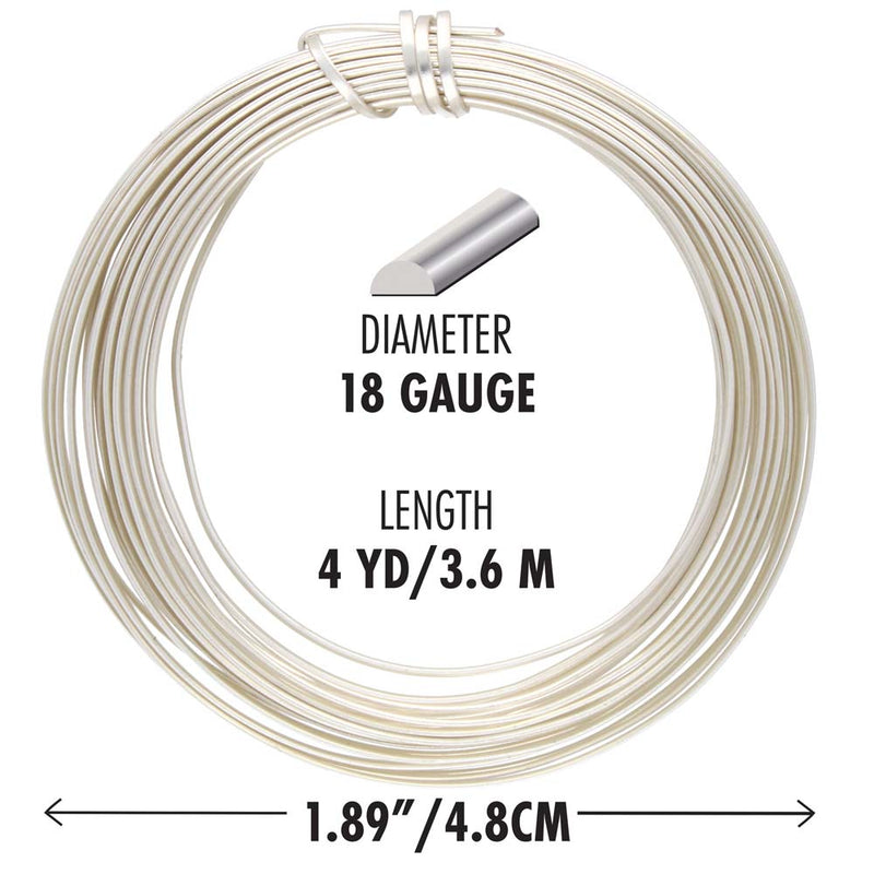 Wire Elements Tranish Resistant Half-Hard Shaped 18 Gauge Half Round Wire, Silver, 4 Yards/12 Feet