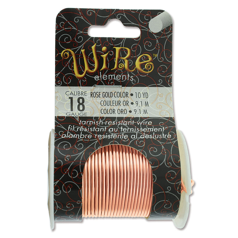 Wire Elements Tarnish Resistant 18 Gauge Wire, Rose Gold - 10 Yards