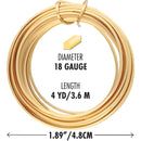 Wire Elements Tranish Resistant Half-Hard Shaped 18 Gauge Square Wire, Gold, 4 Yards/3.66 Meters