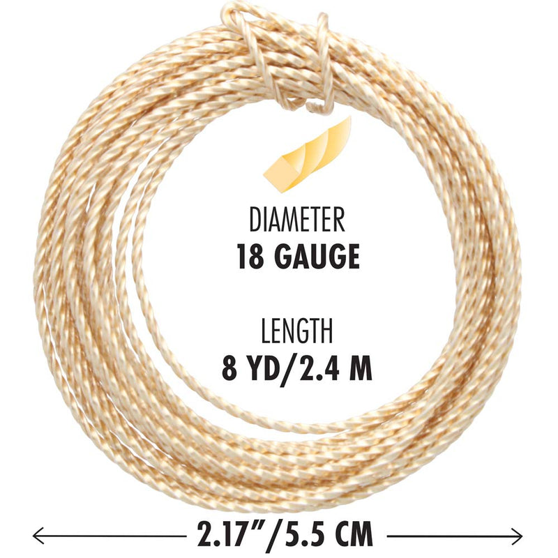 Wire Elements Tranish Resistant Half-Hard Shaped 18 Gauge Twisted Wire, Gold, 2.67 Yards/8 Feet