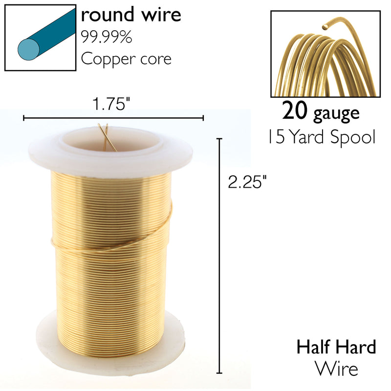 Wire Elements Tarnish Resistant 20 Gauge Wire, Gold - 15 Yards