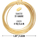 Wire Elements Tranish Resistant Half-Hard Shaped 21 Gauge Square Wire, Gold, 4 Yards/3.66 Meters