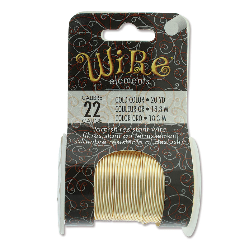 Wire Elements Tarnish Resistant 22 Gauge Wire, Gold - 20 Yards