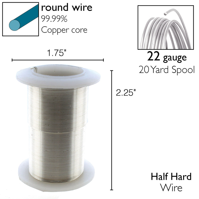 Wire Elements Tarnish Resistant 22 Gauge Wire, Silver - 20 Yards