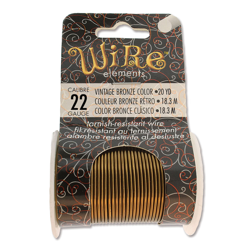 Wire Elements Tarnish Resistant 22 Gauge Wire, Vintage Bronze - 20 Yards