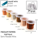 Wire Elements Tarnish Resistant 24 Gauge Wire, Assorted Colors - 36 Yards (6 Colors x 6 Yards/5.49 Meters)
