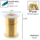 Wire Elements Tarnish Resistant 24 Gauge Wire, Gold - 30 Yards